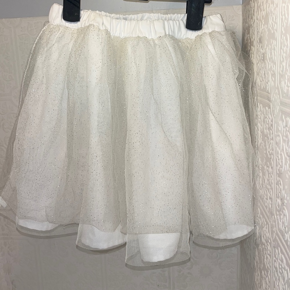 Carters girls size 4 silver sparkle white tulle skirt